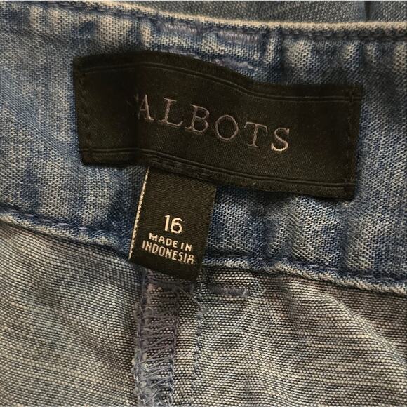 Talbots Wide Leg Light Wash Chambray Super Soft Pants Plus Size 16 - Picture 9 of 9